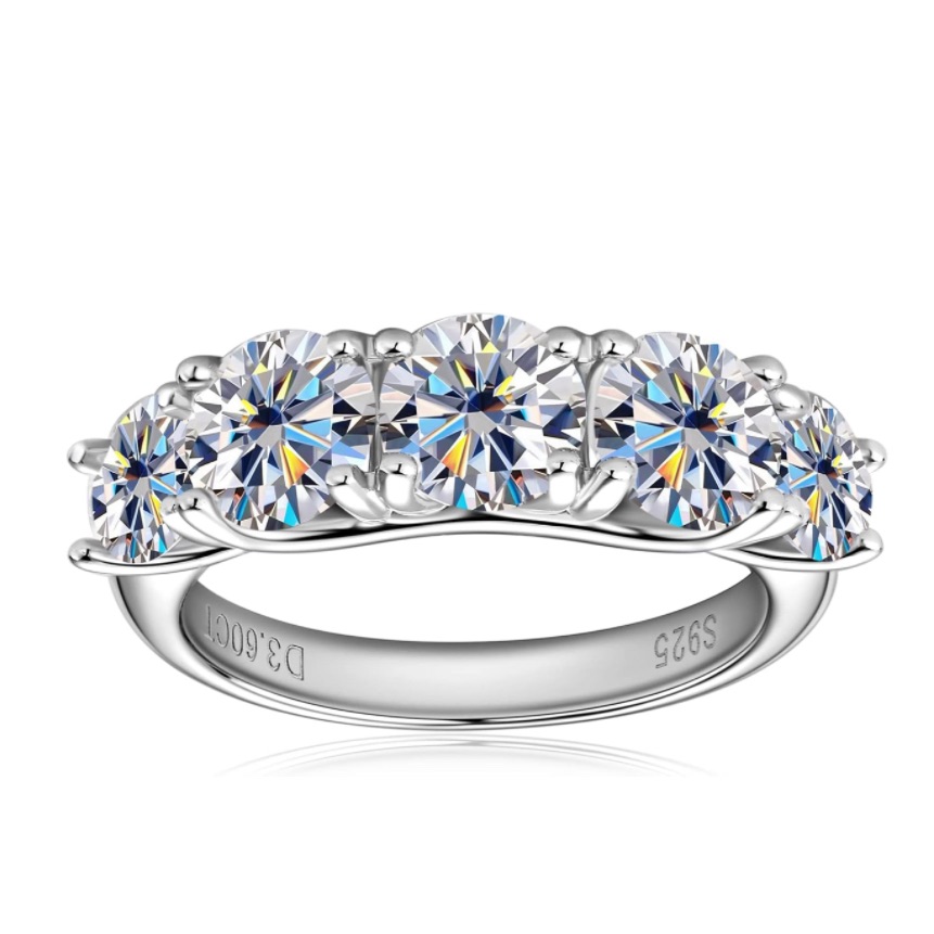 Certified 18k Gold 3.6 Carat Diamond Wedding Band Anniversary Ring 5 Stone Ring